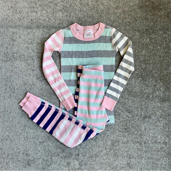 Hanna Andersson Other - Hanna Andersson Girls Long John Striped Multi Color Organic Cotton Pajamas, 5yrs